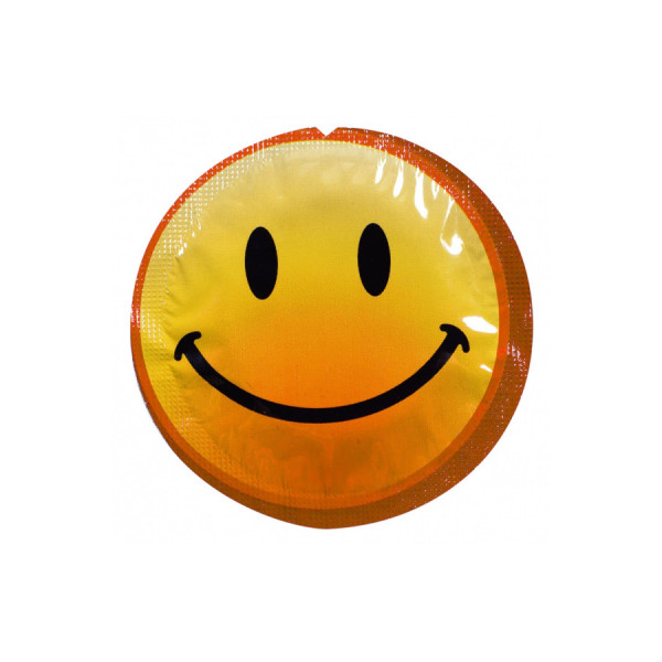 Préservatif lubrifié en latex smiley x 1 couleur aléatoire 54mm 